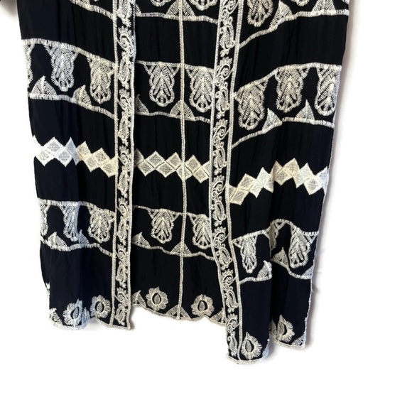 Est. 1946 Boho Black White Allover Embroidered Kimono Jacket Duster Coverup S/M - Picture 4 of 11